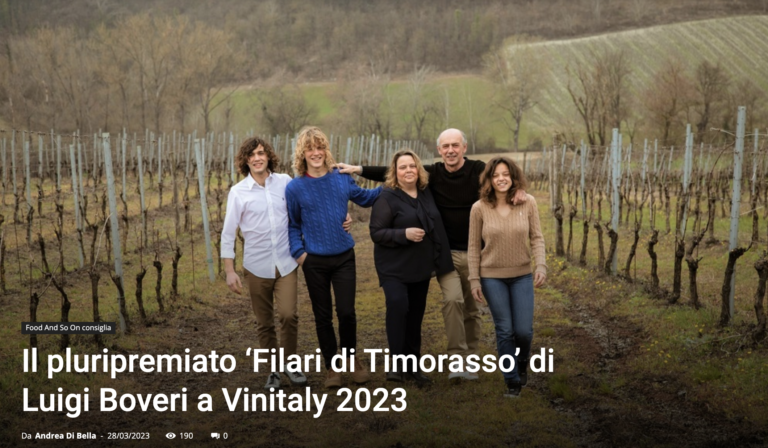 Food and Soon: il pluripremiato Filari 2020 al Vinitaly 2023